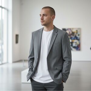 PROFILE BLACK Suit Blazer Coat Gray 42R